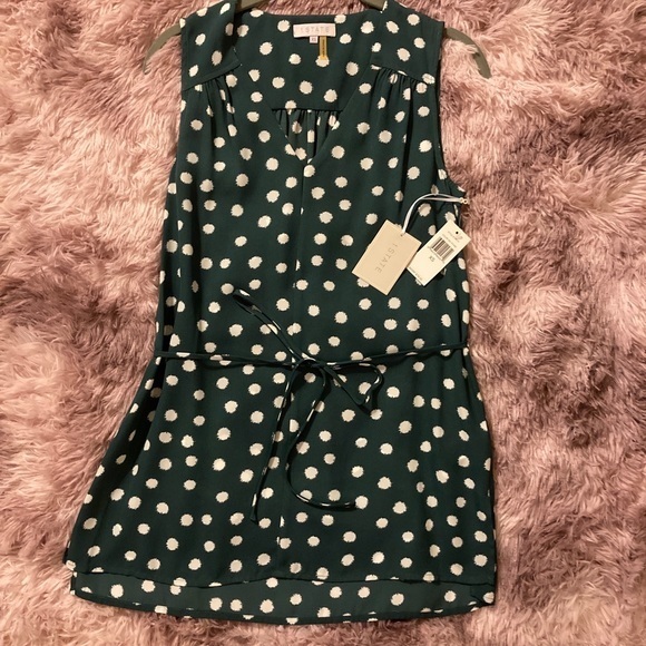 1. State Tops - NWT XS 1 State polka dot green and white top with tie at waist